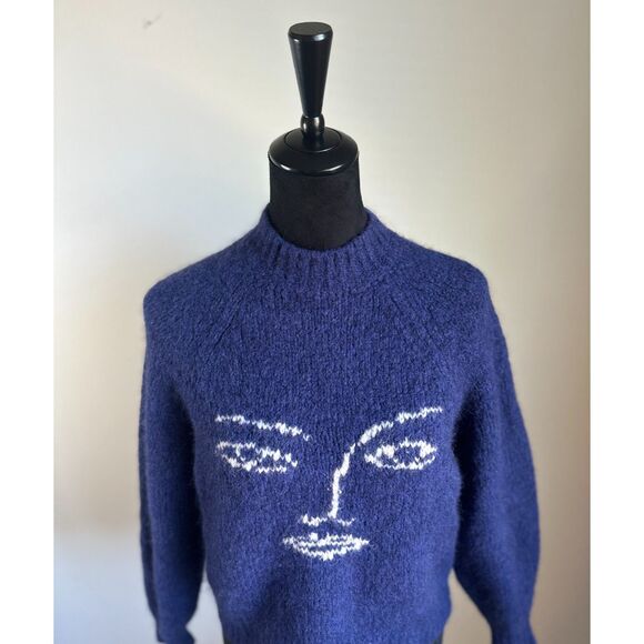 Paloma Wool Women's Cut Piero Knit Face Jumper Sweater Blue Alpaca Wool Size U - Picture 2 of 9